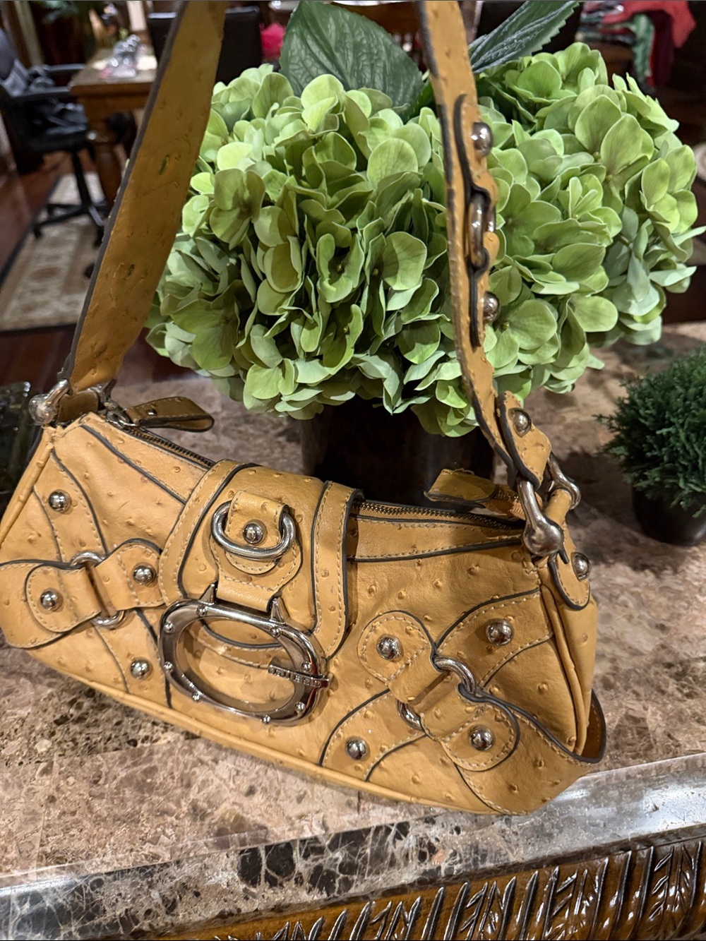 Guess Beige/Tan Studded Shoulder Bag with Buckle Accent ADORABLE! - Picture 8 of 10